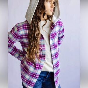 Under Armour Purple Plaid Hooded Flannel Shirt Jacket
